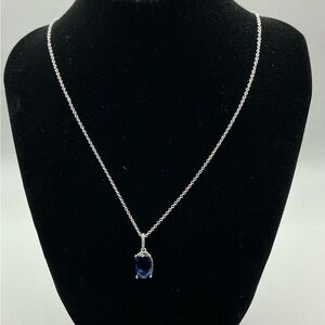 Pandora Silver Necklace with Sapphire Blue Pendant